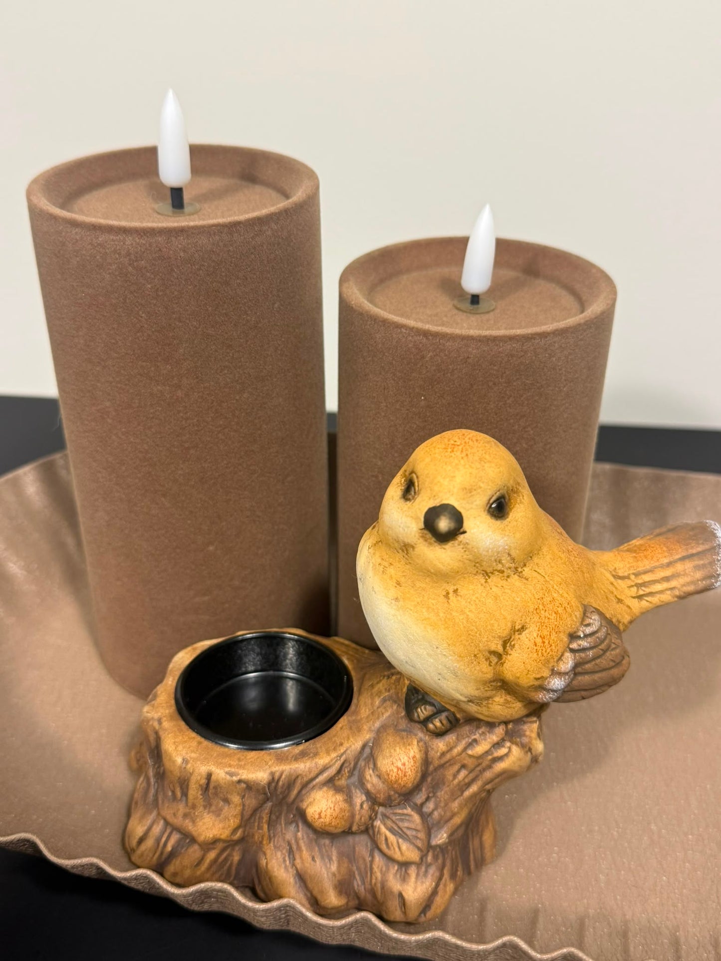 Theelichthouder Bosdieren Bruin – Uil of Vogel – 14,5 cm