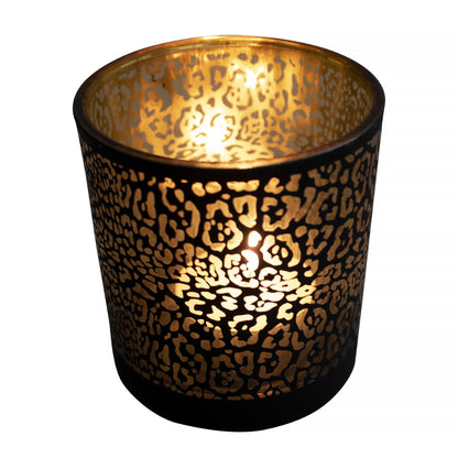 Set Theelichthouders Jaguarprint – Zwart & Goud