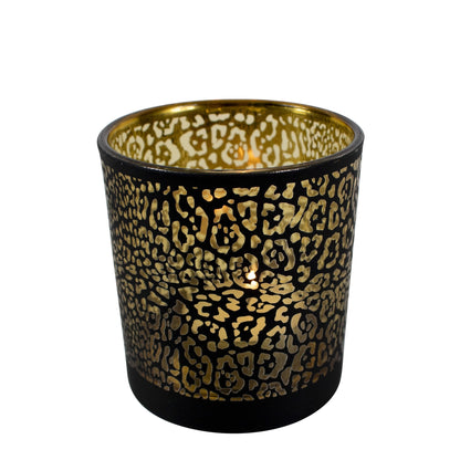 Set Theelichthouders Jaguarprint – Zwart & Goud