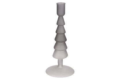 Kerstboom Kandelaar of Theelichthouder – Glas – Tricolor Grijstinten – 17 of 22 cm