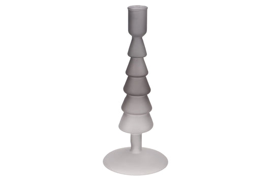 Kerstboom Kandelaar of Theelichthouder – Glas – Tricolor Grijstinten – 17 of 22 cm