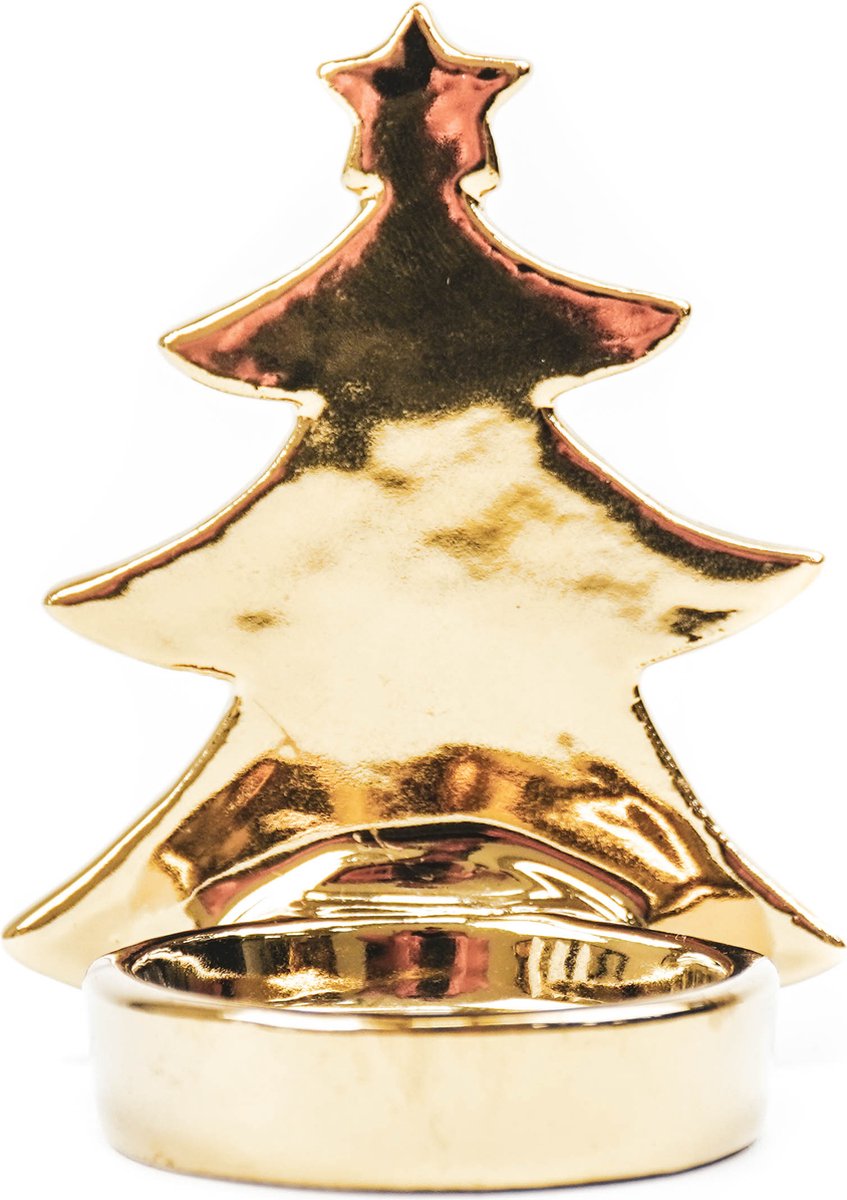 Theelichthouder Kerstboom Goud