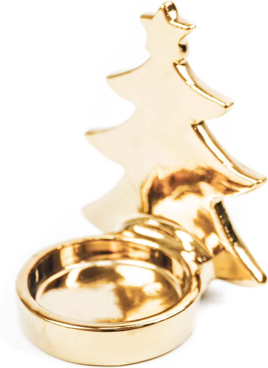 Theelichthouder Kerstboom Goud