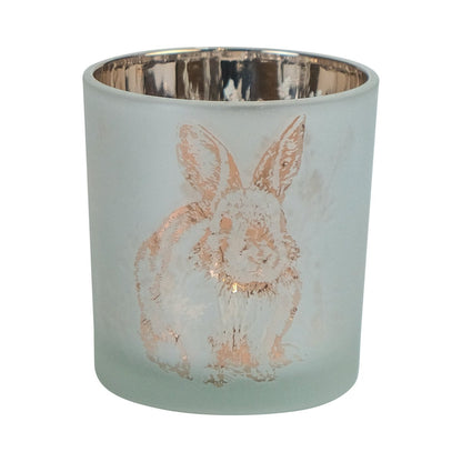 Teelichthalter Hase – Weißes Glas &amp; Gold – 3 Größen