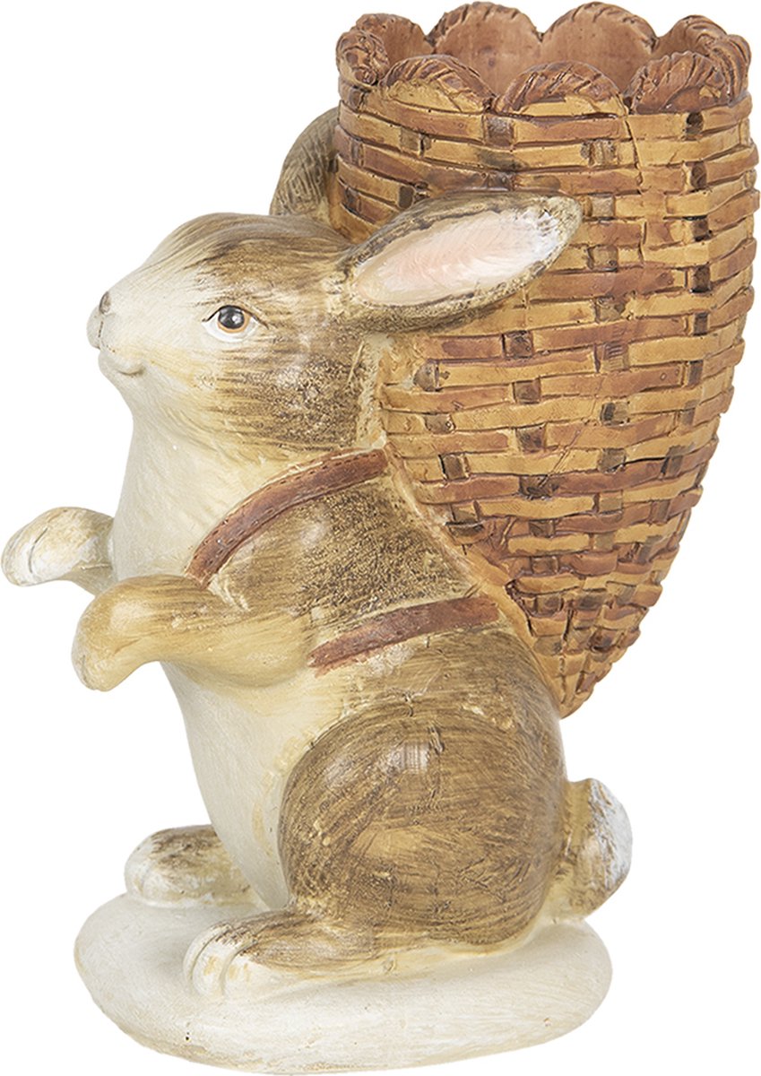 Beeld Paashaas Met Mandje – Waxinelichthouder – 14 cm