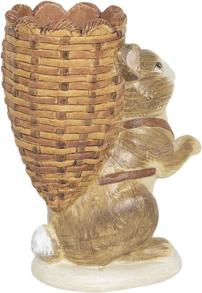 Beeld Paashaas Met Mandje – Waxinelichthouder – 14 cm