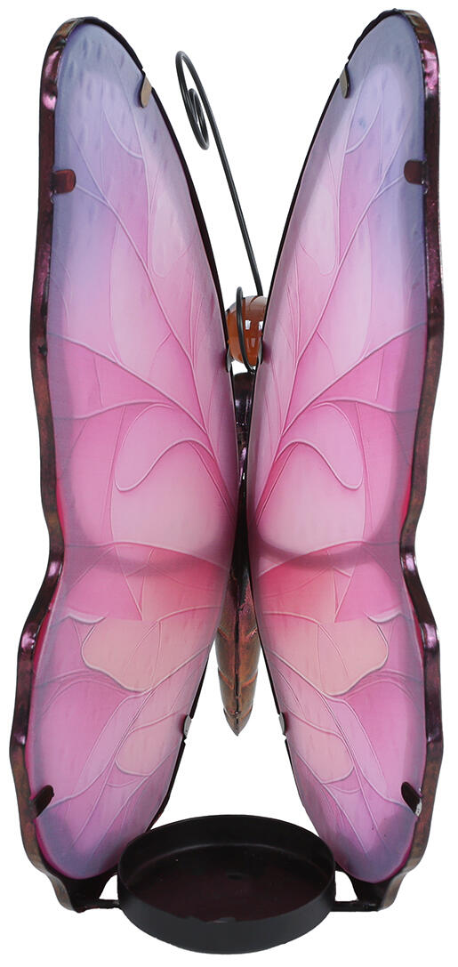 Vlinder Theelichthouder Roze – Glas & Metaal | 17,5x14x25 cm