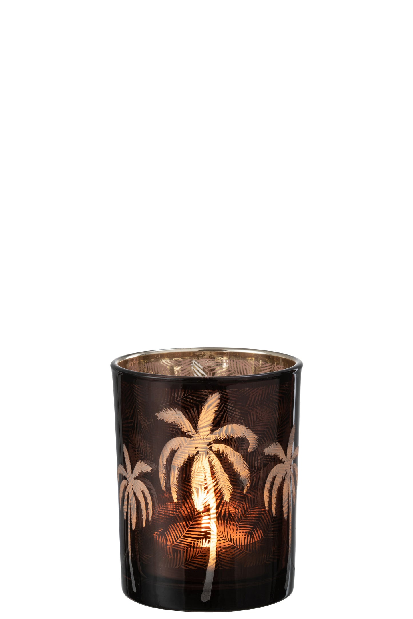 Waxinelichthouder Palmboom – Bruin Glas – 2 Maten of Set