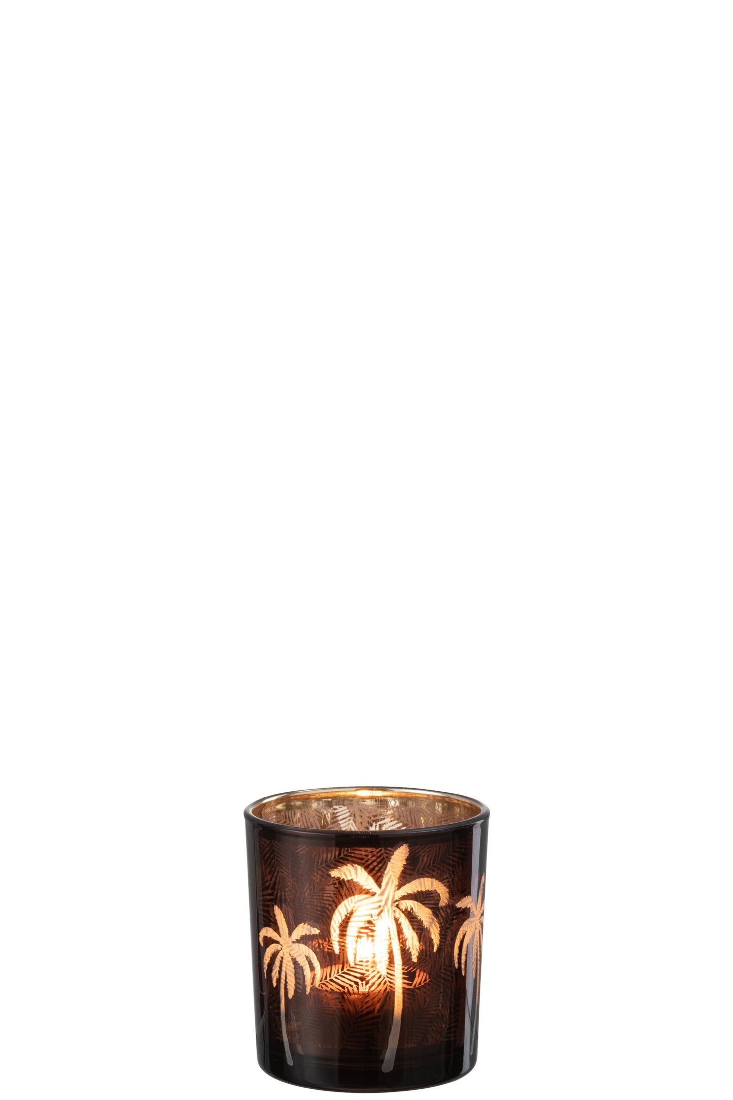 Waxinelichthouder Palmboom – Bruin Glas – 2 Maten of Set