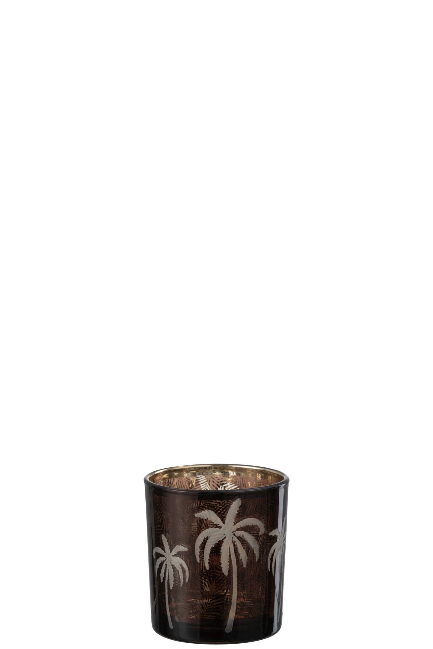 Waxinelichthouder Palmboom – Bruin Glas – 2 Maten of Set