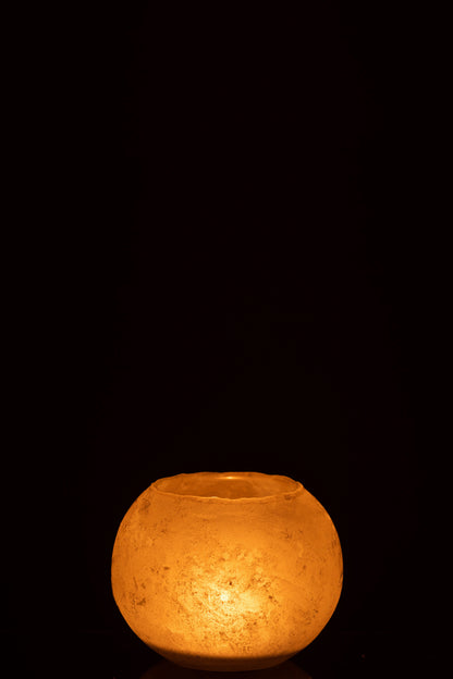 Waxinelichthouder Zandkleur – Soda Glas – Handgemaakt