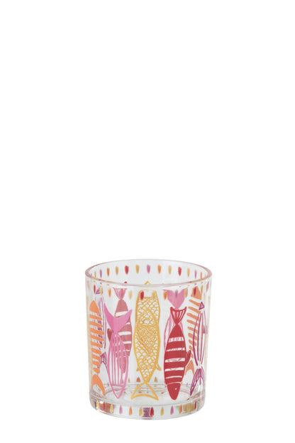 Windlicht Vissen Glas – Roze & Oranje – 2 Maten