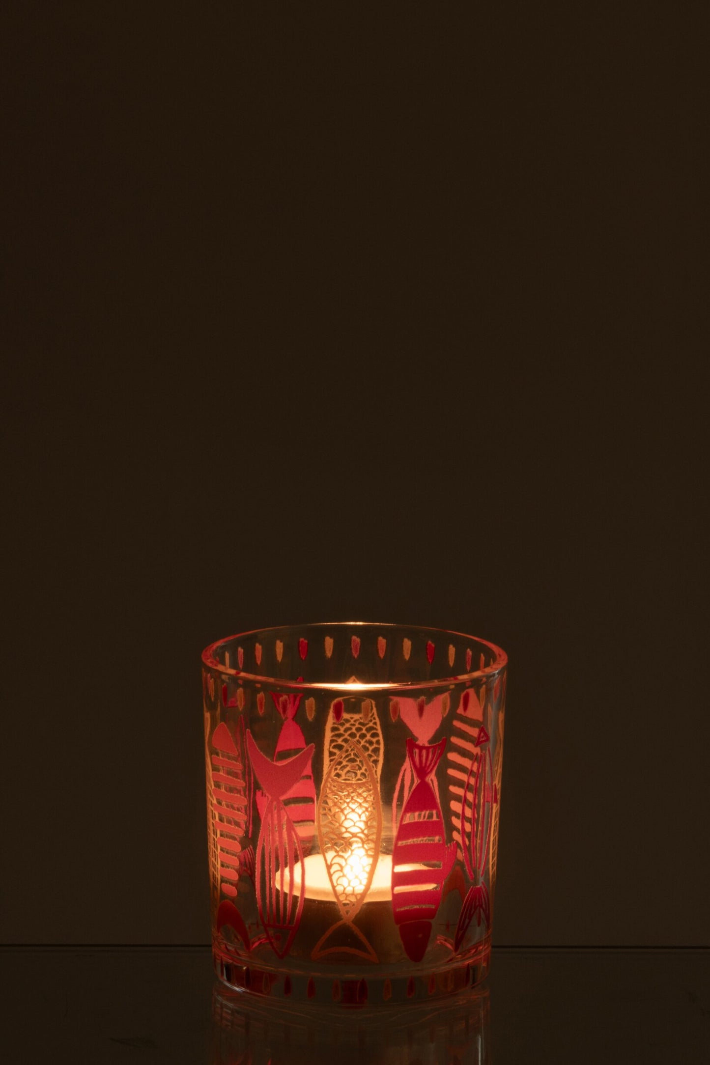 Windlicht Vissen Glas – Roze & Oranje – 2 Maten