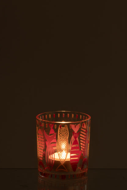 Windlicht Vissen Glas – Roze & Oranje – 2 Maten