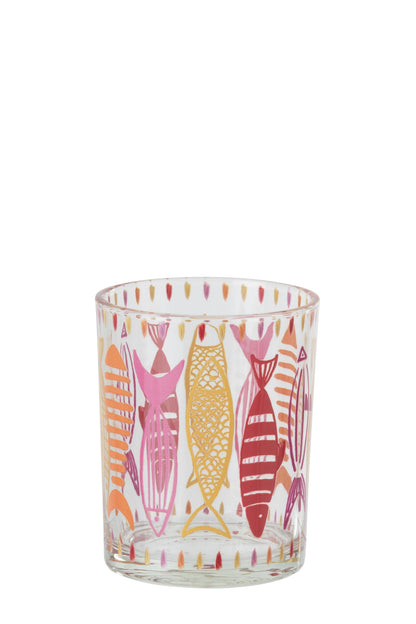 Windlicht Vissen Glas – Roze & Oranje – 2 Maten
