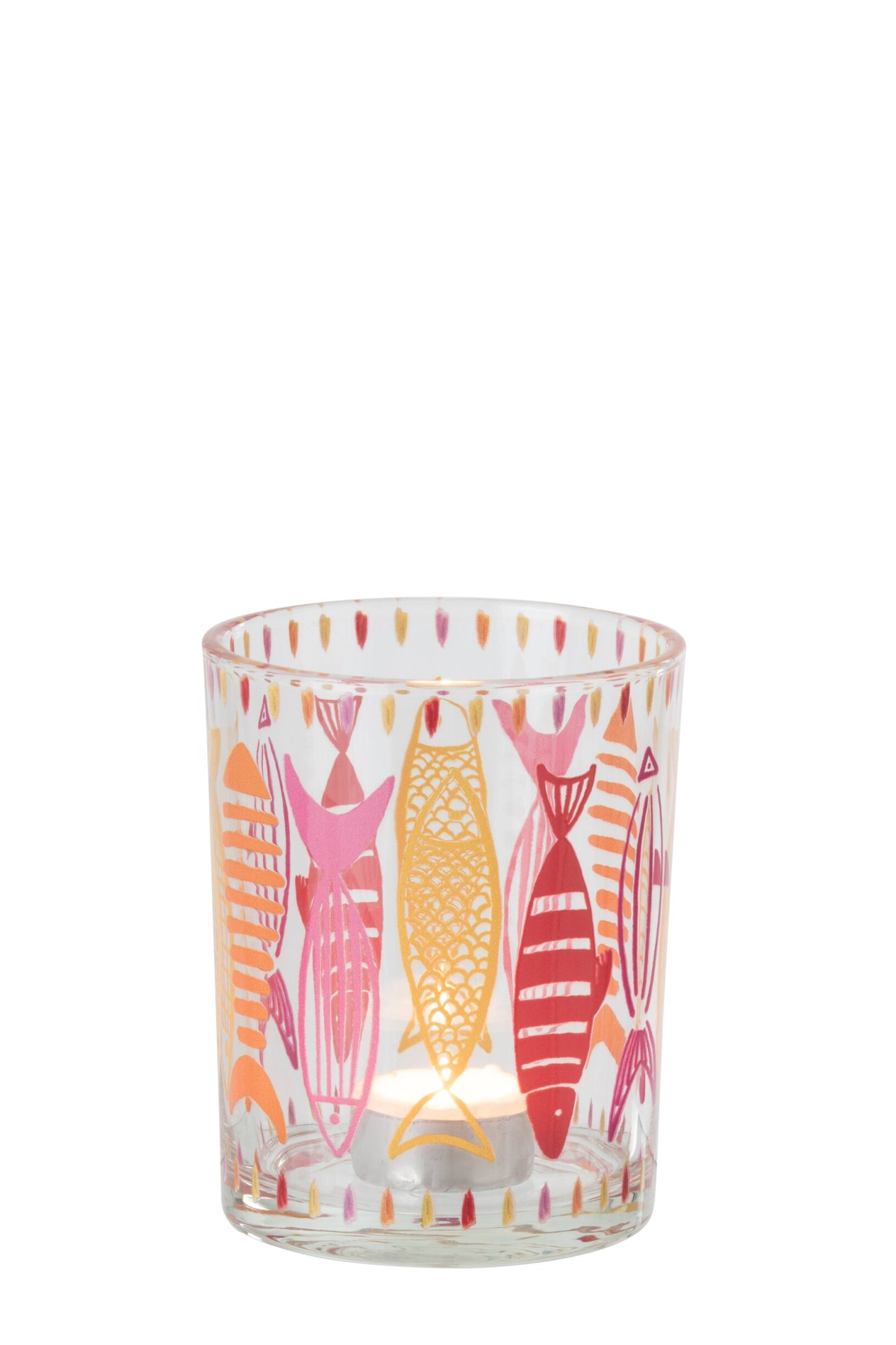 Windlicht Vissen Glas – Roze & Oranje – 2 Maten