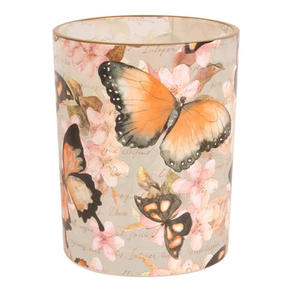 glazen waxinelichthouder vlinders bloemen dutch style 10 cm