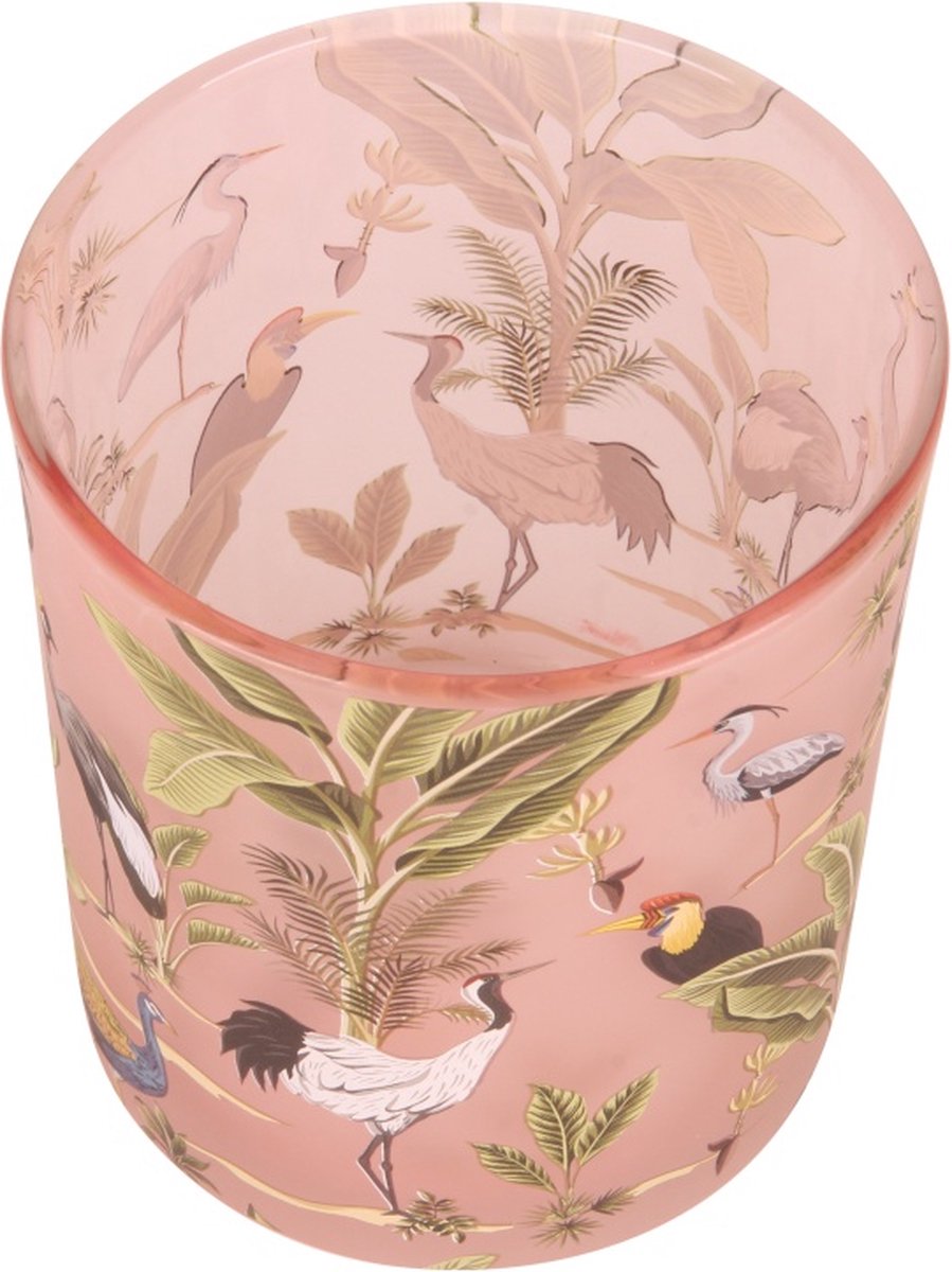Teelichthalter Vögel – Rosa Glas in 3 Varianten | Holländischer Stil