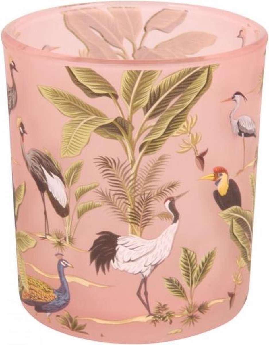 Teelichthalter Vögel – Rosa Glas in 3 Varianten | Holländischer Stil