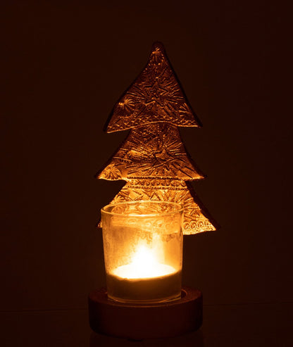 Theelichthouder Kerstboom Goud