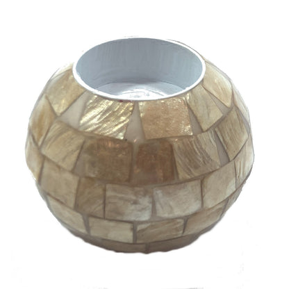 Handgemaakte Waxinelichthouder van Schelp – Parelmoer – 8 x 6 cm | Bali