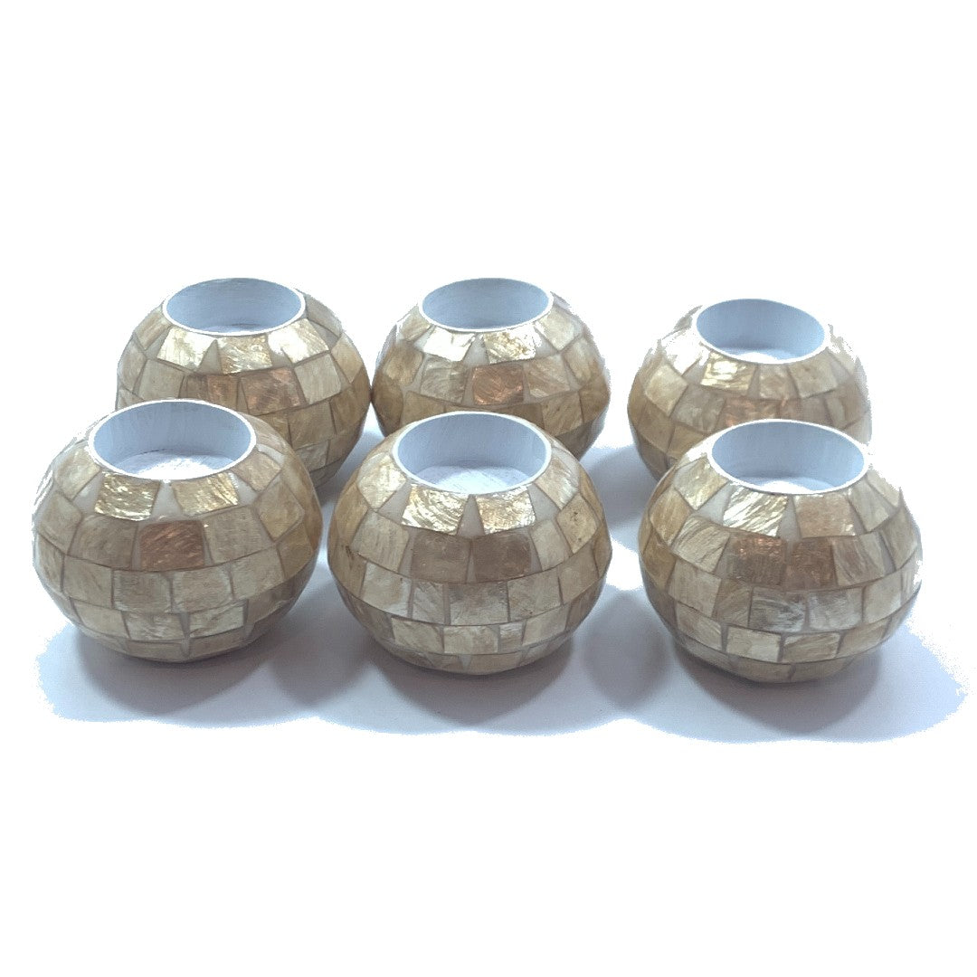 Handgemaakte Waxinelichthouder van Schelp – Parelmoer – 8 x 6 cm | Bali