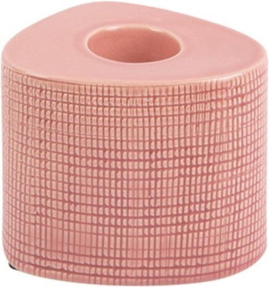 Roze keramieken theelichthouder Triangle – driehoekig – 10, 7 en 5 cm hoog