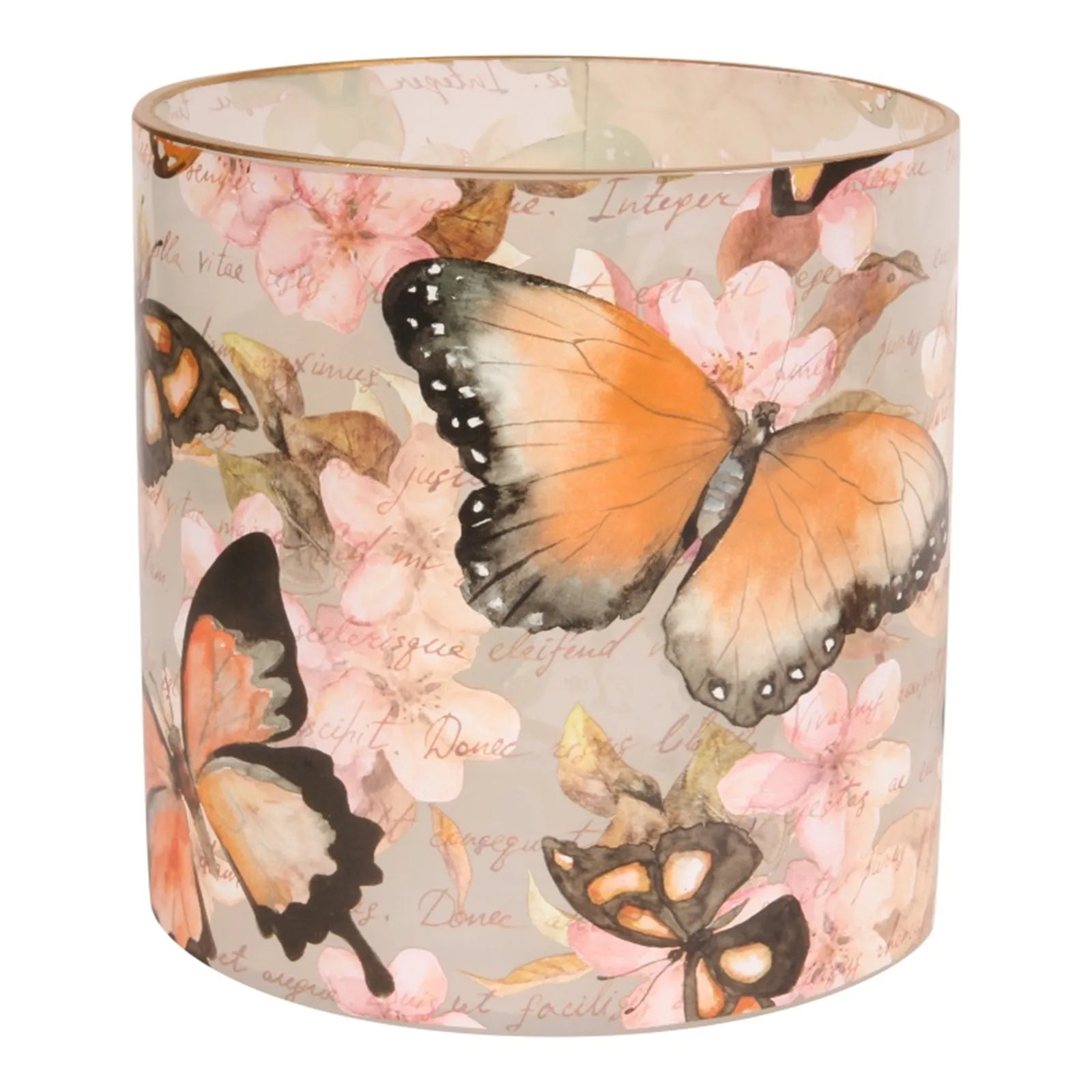 glazen waxinelichthouder vlinders bloemen dutch style 15 cm
