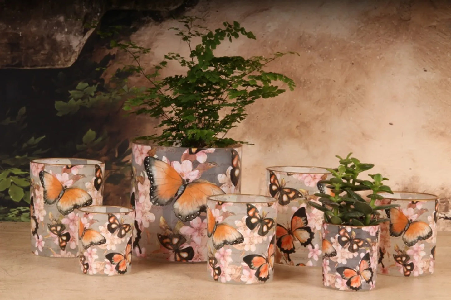 Tealight Holder Butterflies Glass – Decorative Glass Dutch Style 10 cm