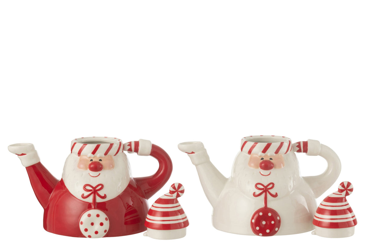 Kerstman Theepot J-Line Keramiek – Rood of Wit 22,5 cm