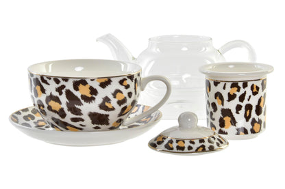 Leopard Tea Set – Glass &amp; Porcelain – 250 ml – Tea for One – 2 Variants