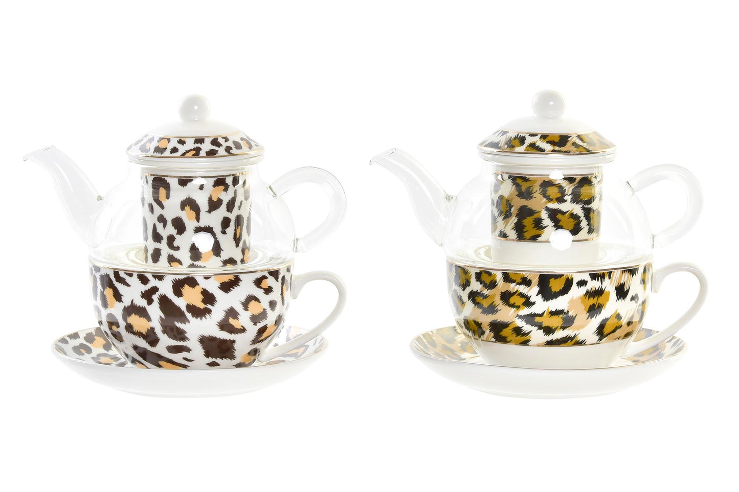 Leopard Tea Set – Glass &amp; Porcelain – 250 ml – Tea for One – 2 Variants