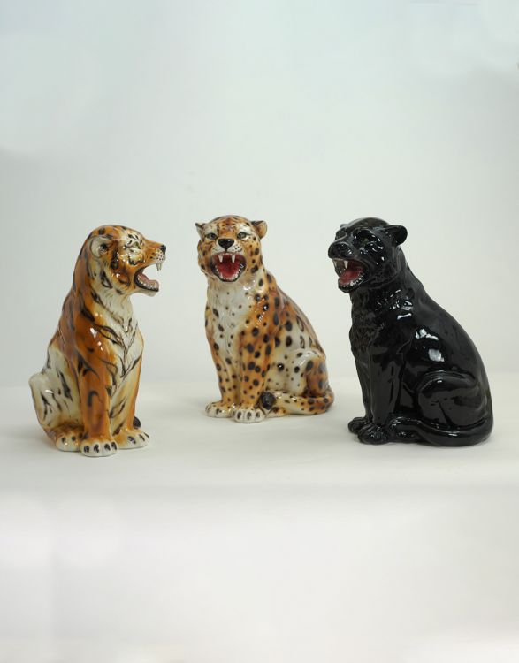 Pre-order Ceramic Panther, Leopard or Tiger Statue 75 cm – Handmade in Italy