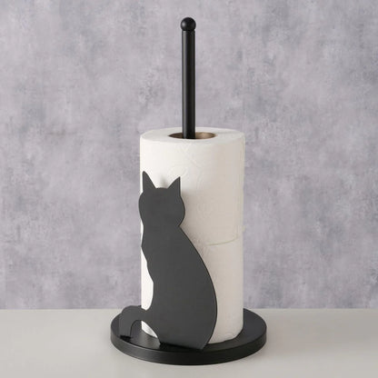 Toiletrolhouder kat zwart metaal 31 cm