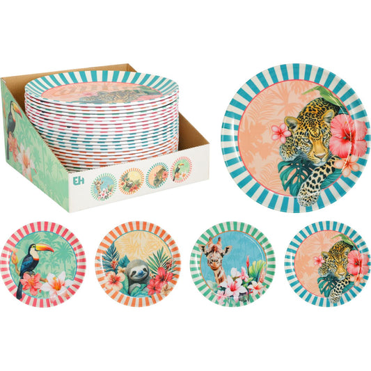 Melamine bord 25 cm tropisch jungle servies met dierenprint