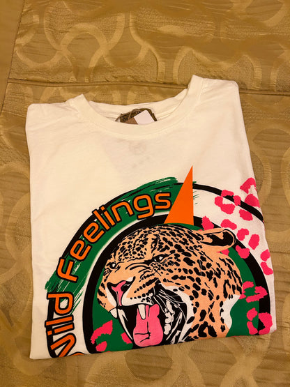 Panter T-shirt Wild Feelings – Onesize – 4 Kleuren