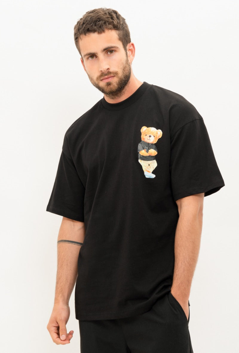 Zwart T-shirt Teddybeer Ted – Oversized – 100% Katoen