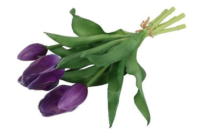 Bosje kunsttulpen donkerpaars real touch 28 cm Countryfield