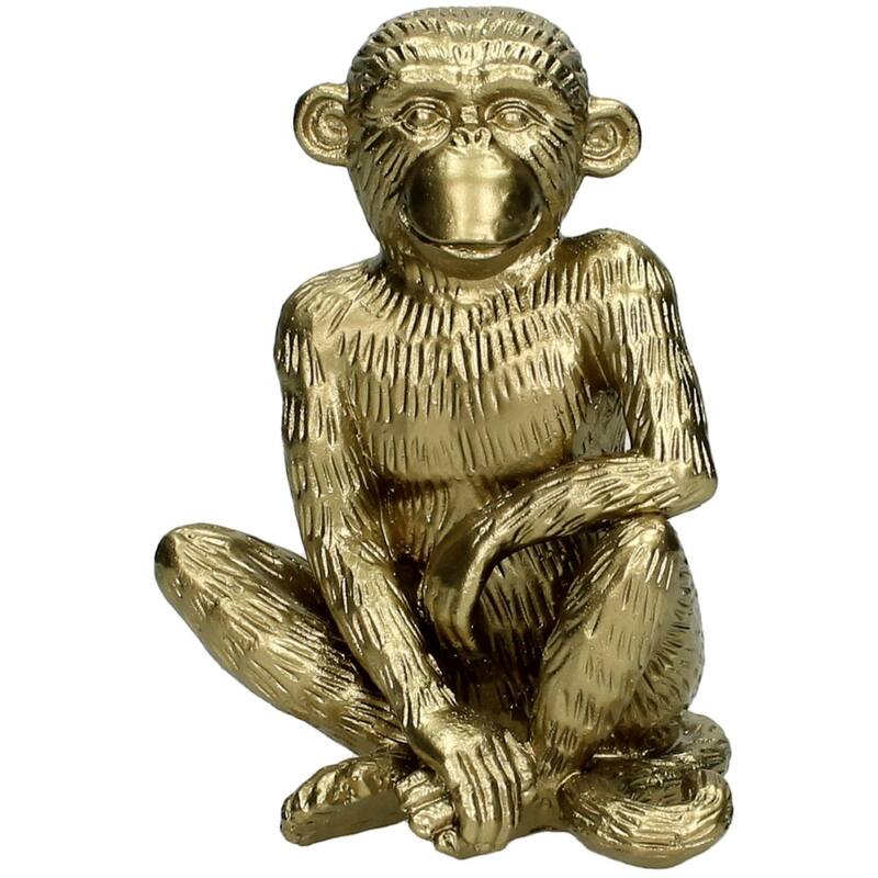 Gouden Aap Zittend – Luxe Mini Dierenbeeld | Krokomingo
