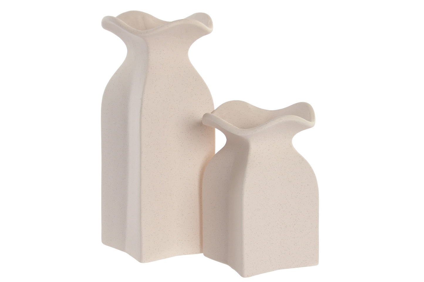 Organische Stoneware Vaas 28 cm – Gebroken Wit met Subtiele Spikkels
