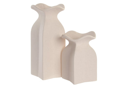 Organische Stoneware Vaas 28 cm – Gebroken Wit met Subtiele Spikkels