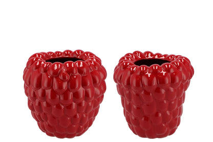 Keramieken vaas in de vorm van een framboos – rood – Ø 19 cm