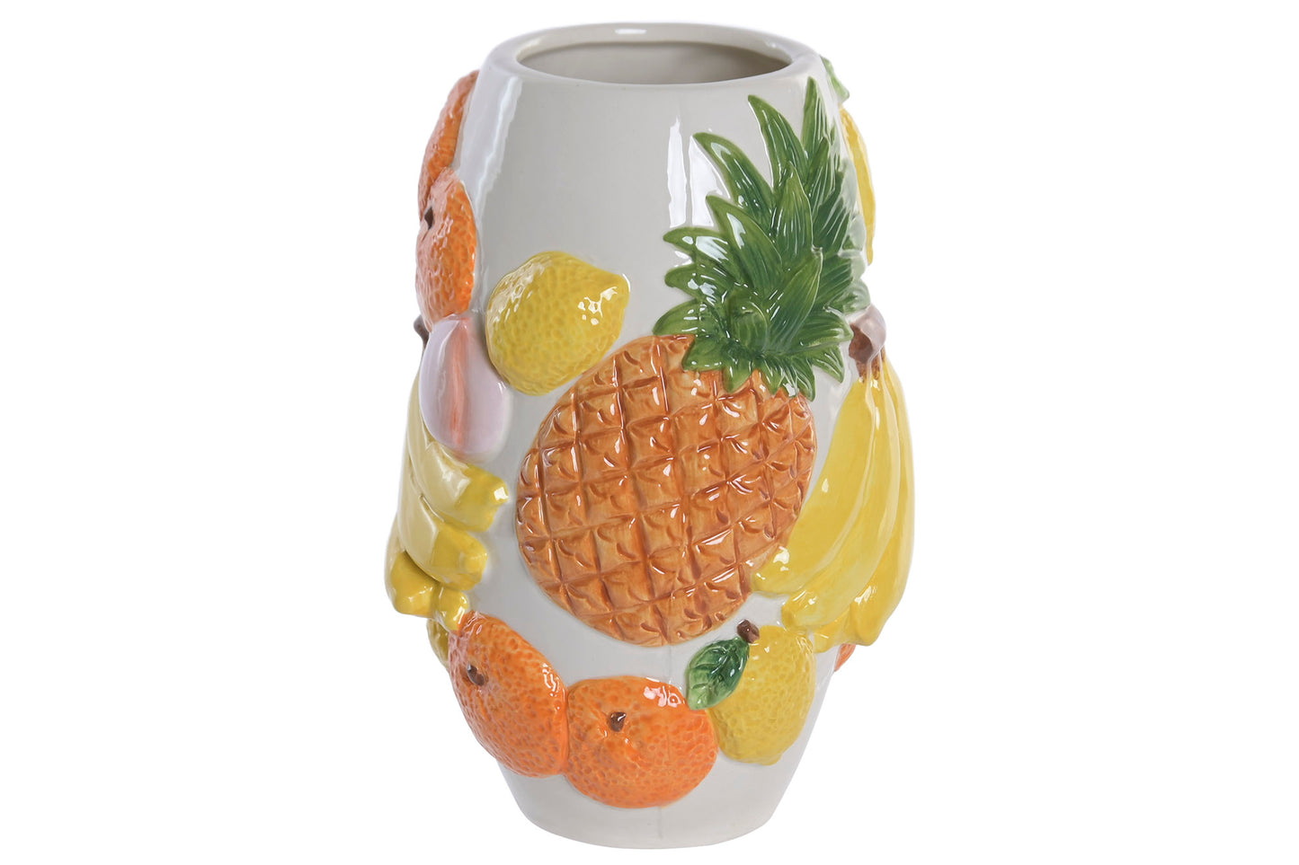 Stoneware Fruitvaas 23 cm – Tropisch Multicolor