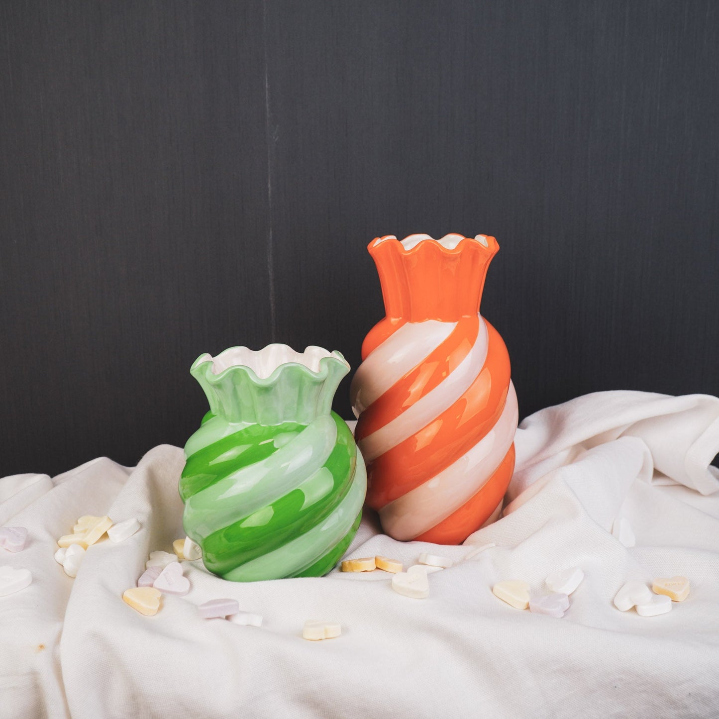 Groene Gedraaide Vaas – Aardewerk – 15,5 cm