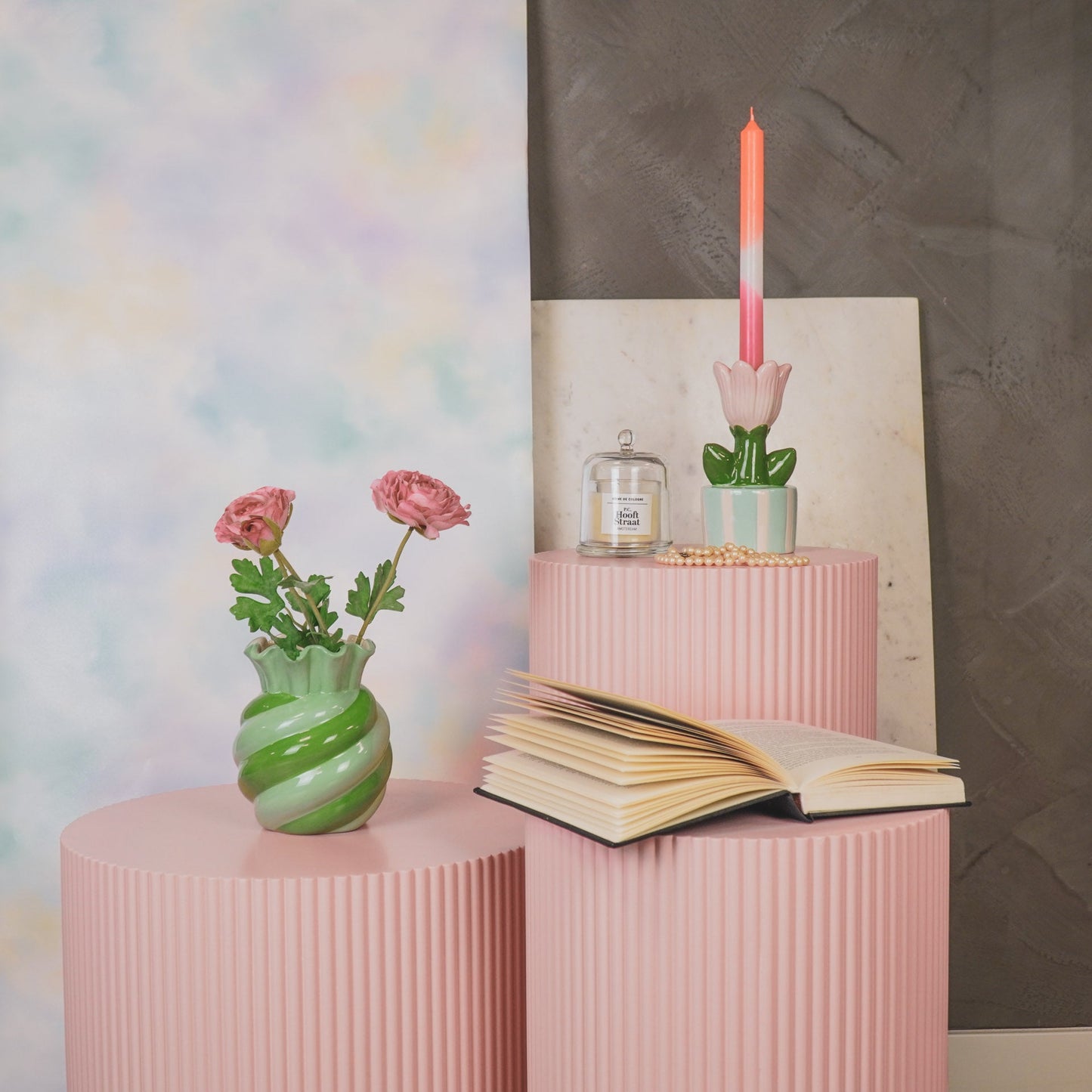 Groene Gedraaide Vaas – Aardewerk – 15,5 cm