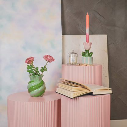 Groene Gedraaide Vaas – Aardewerk – 15,5 cm