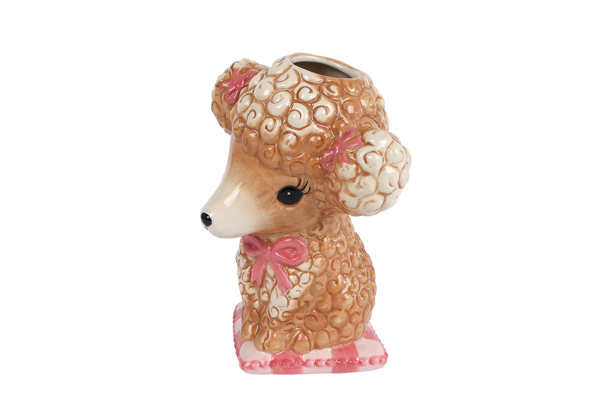 Hondenvaasje Aardewerk met Roze Details – 18 cm | 4 varianten