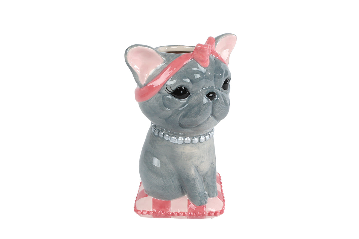 Hondenvaasje Aardewerk met Roze Details – 18 cm | 4 varianten