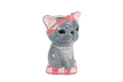Hondenvaasje Aardewerk met Roze Details – 18 cm | 4 varianten