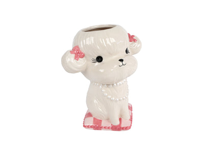 Hondenvaasje Aardewerk met Roze Details – 18 cm | 4 varianten